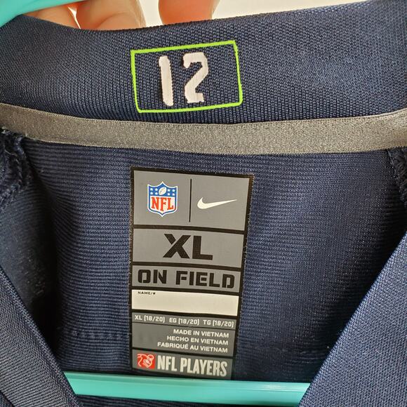 Seattle Seahawks Shirt Womens XL 18/20 Football Jersey On Field Wilson #3 Blue - Picture 10 of 12